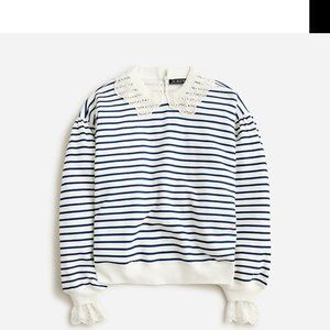 EUC J.Crew lace collar striped rugby sweatshirt top- Size M